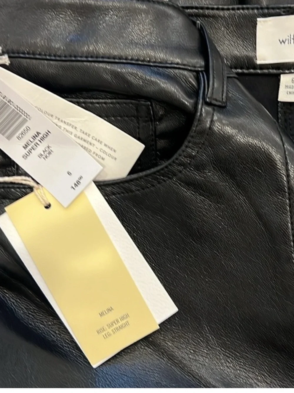 WILFRED Melina High-Rise Faux Leather Straight-Leg Pants in Black Size 6 — NWT!